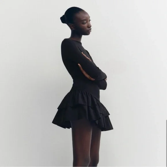 Zara Black Long Sleeve Bubble Mini Dress - Picture 3 of 5